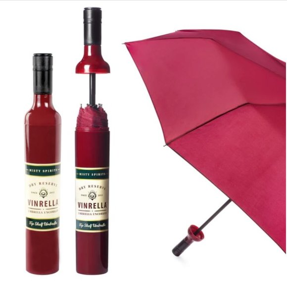 (NWT) Red Wine Bottle Shape Umbrella - Picture 1 of 9